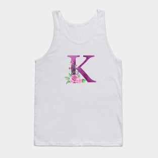 Floral Monogram K Beautiful Rose Bouquet Tank Top